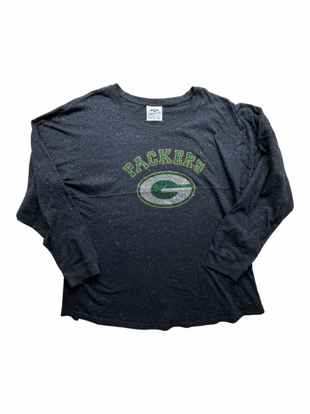 Green Bay Packers J America Game Day Jersey XL Rhinestone Bling Black Glitter